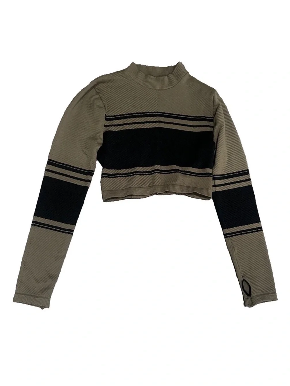 Free People Finish Line Long Sleeve Top M brown and Black
